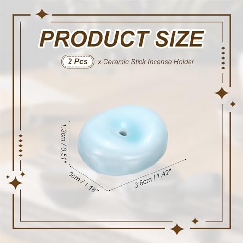 uxcell 2Pcs Ceramic Incense Holder Stick Incense Burner Holder Sky Blue - Image 2