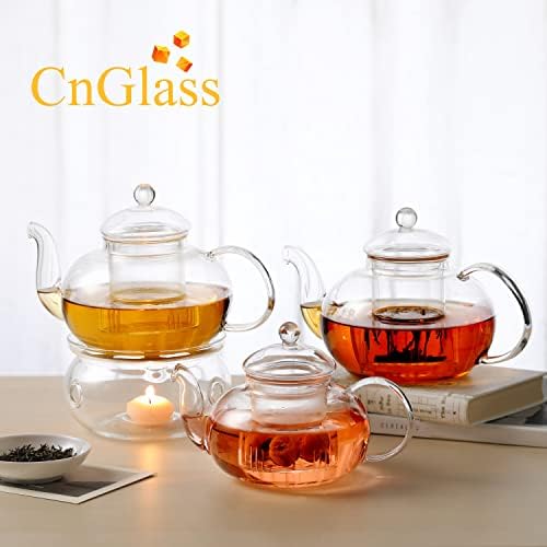 CnGlass 40.6oz/1200ml Glass Teapot with Removable Infuser,Stovetop Safe Tea Kettle,Blooming & Loose Leaf Tea Pot - Image 5