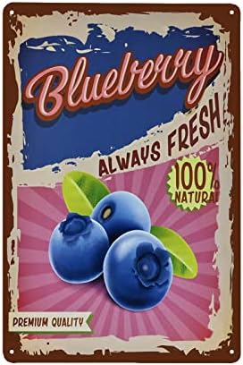 Vintage Blueberry Tin Sign - Fruit Metal sign - Retro Decorative Sign Wall Decor Home Decor by TREEPERI