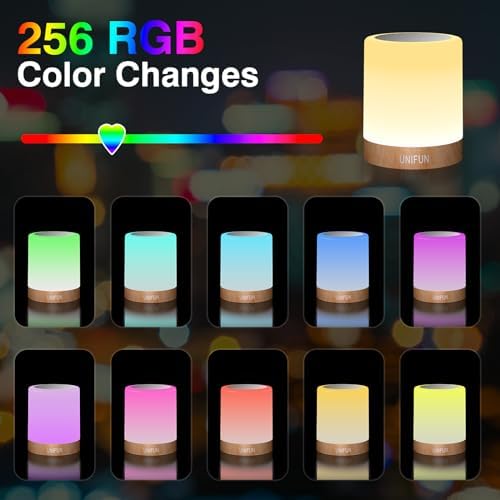 UNIFUN Bedside Touch Lamp Rechargeable Dimmable RGB LED Table Night Light - Image 5