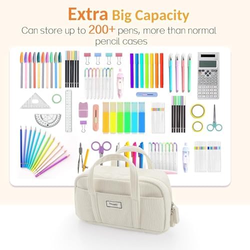 Sooez Large Pencil Case Pouch, Extra Big Pencil Bag with 5 Compartments - Image 3