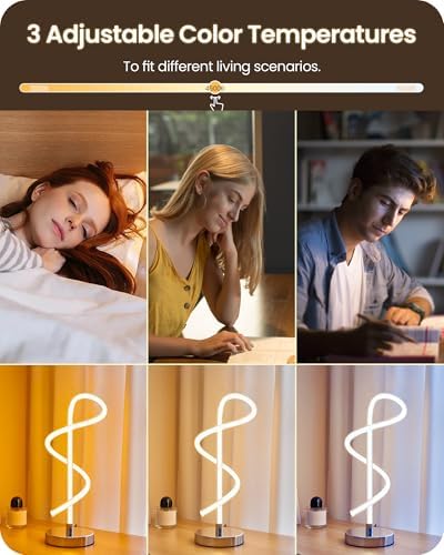 Modern LED Table Lamp, Bedside Lamp with 3 Color Temperatures, Adjustable Brightness, 360° LED Lighting Spiral Design, Sliver Desk Lamp, Spiral Lamp for Bedroom, Living Room, Office, S63TL05 - Image 3