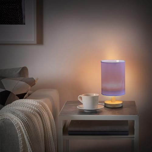 DOMIKING Slate Blue Pattern Bedside Table Lamp for Bedroom Small Lamps for Nightstand Lamp with Fabric Shade LED Desk Lamps for Living Room Office Dorm Home Nursery - Image 6