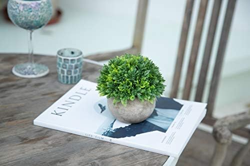 Velener Artificial Boxwood Faux Plant Indoor- Topiary Small Desk Plant Decor for Bedroom Office Cubicle Shelf Decor Window Will Plant Shelf Decoration Dorm Kitchen Counter, Farmhouse Home Decor Accent - Image 3