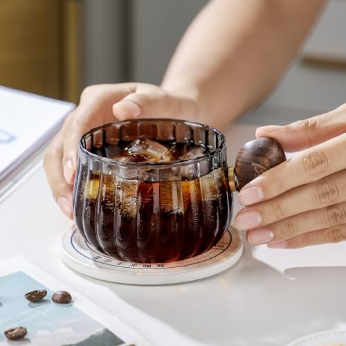Bincoo Iced Coffee Cups Set of 2,Clear Glass Coffee Mug Set Latte Glasses,250ml Cappuccino Mugs Espresso Coffee Cups with Handle (Gray) - Image 3