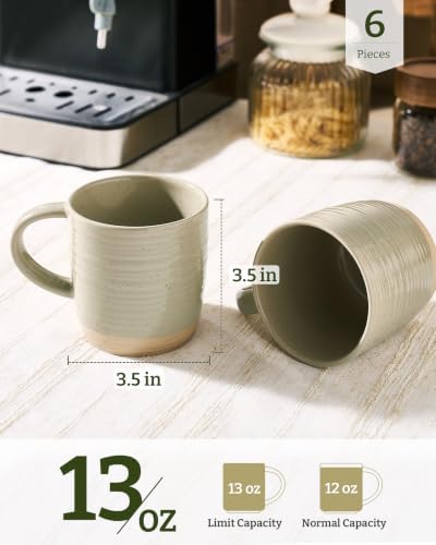 famiware Coffee Mugs Set of 6, 13 oz Mug Set, Ceramic Cup Set with Handle - Image 3