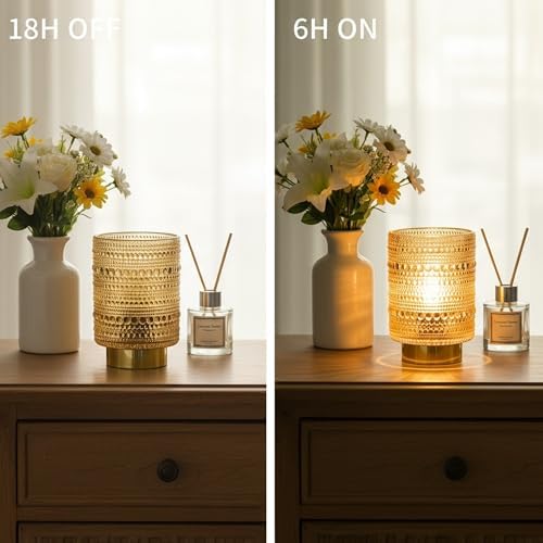 Battery Operated Lamp with Auto-Off Timer, Cordless Table Night Light for Bedroom & Entryway, Portable LED Lamp for Home, Outdoor, Camping No Battery Included (Pearl Design-Amber) - Image 3