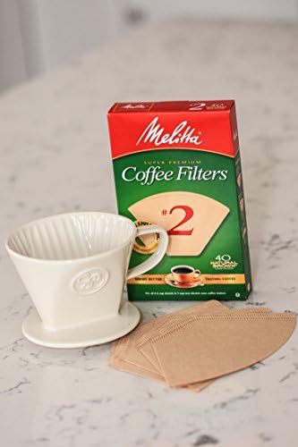 Simply Charmed Ceramic Pour Over Coffee Maker with 40 Count Melitta Filters - Elegant Single Serve Coffee Dripper for Rich Brewed Pour Over Coffee - Base Measures 4", Height 3" - Brews 8-16 oz - Image 2