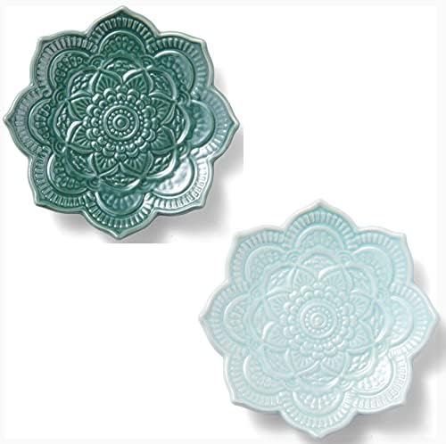 Mandala Ceramic Ring Dish 2-Pack, Elegant Bridesmaid Proposal Gifts by PUDDINGCABIN