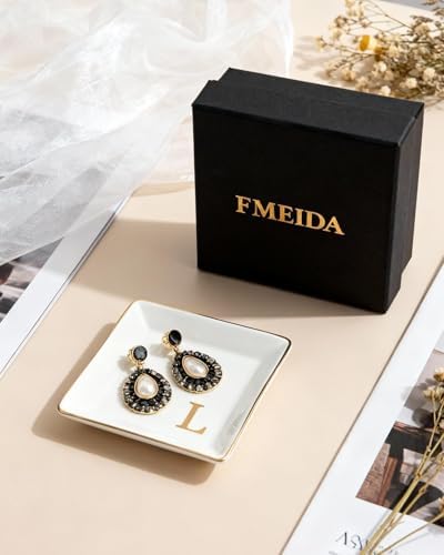 Fmeida Personalized Jewelry Dish Tray with Initial, Gifts for Women Bride - Image 2