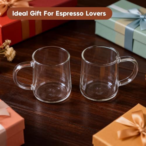 Glass Espresso Cups Set of 2, 5.4 oz Clear Espresso Shots Cup with Handle, Small Coffee Cups Glasses Mugs, Demitasse Cups, Cappuccino Cup, Suit for Espresso Machine, Microwave Dishwasher Safe - Image 6