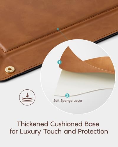 VLANDO Travel Valet Tray, Foldable PU Leather Catchall Tray, Light Brown - Image 5
