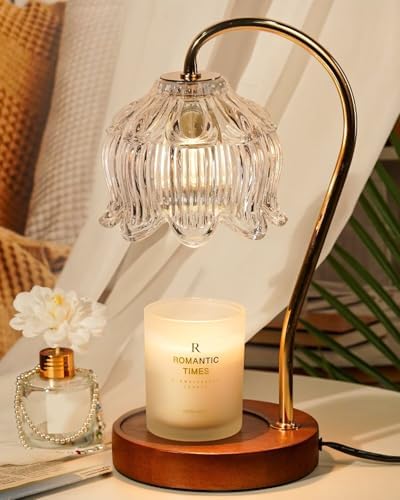 Funistree Flower Candle Warmer Lamp with Timer, Dimmable Candle Lamp Warmer, Christmas Birthday Gifts for Women Mom Her, Housewarming Home Decor, Lotus Wax Warmer for Yankee Candles - Clear Lily by Funistree