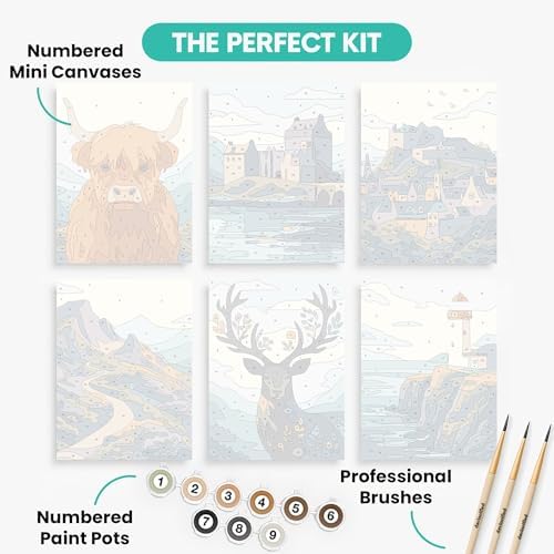 Davincified Scottish Highlands - Mini Paint by Numbers Set - Image 2