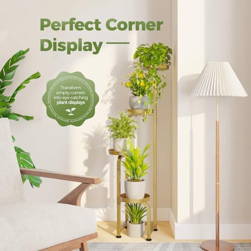 Bamworld Corner Plant Stand Indoor Outdoor Tall Metal Flower Pot Stands - Image 3