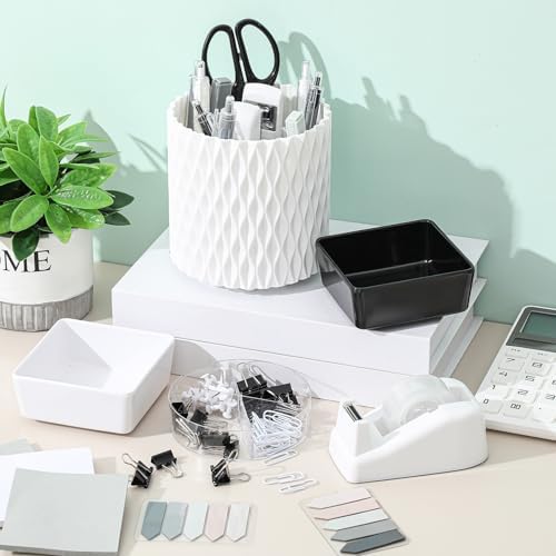 Kosiz 27 Pcs Black and White Desk Accessories Gift for Aesthetic Desk Organizer White Office Supplies Pen Holder Sticky Notes Stapler Binder/paper Clips Scissor Staple for Back to School(Classics) - Image 5
