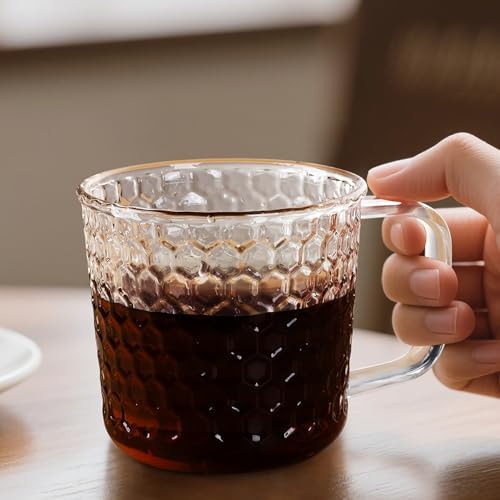 Aquach 16oz Glass Cups with handle Set of 2, Large Clear Coffee Tea Mugs - Image 3