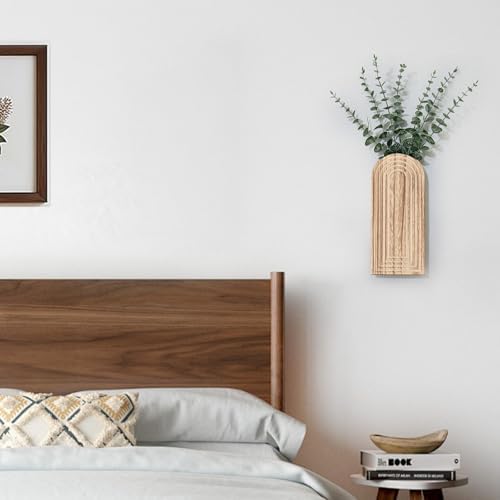 Handmade Wooden Wall Vases Set of 2 for Plants - Image 6