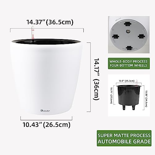 Dexceder 15x14 Self Watering Planter with Wheels (White Matte) - Image 3