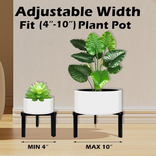 4 Pcs Three Legs Adjustable Metal Plant Stand for 5"-10" Plant Pot – Indoor & Outdoor (Black, 4 Pack) - Image 4