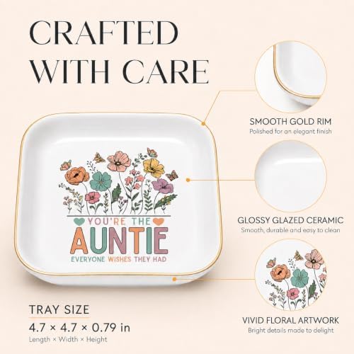 Aunt Gifts from Niece & Nephew, Ceramic Wildflowers Jewelry Dish - Image 4