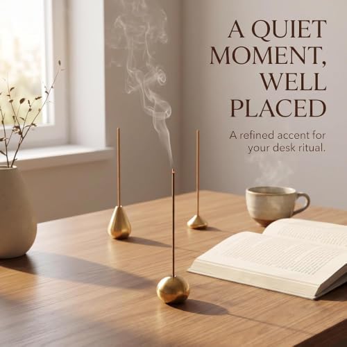 3Pcs Mini Brass Incense Holder, Incense Cone Holder, Portable Coil Incense Holder, Incense Stick Holder for Home Office Teahouse, Water Drop Shape - Image 3