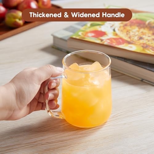 Glass Coffee Mugs, 14 oz Glass Coffee Cups Set of 4, Clear Borosilicate Glass Mugs with Handles for Cappuccino, Tea, Latte, Hot/Cold Beverages, Wine, Americano - Image 4