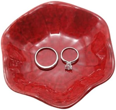 Ceramic Trinket Dish, Jewelry Dish Tray, 4 Inch Red by YUYUDEHM