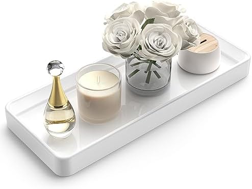 Gurygo 12" Countertop and Vanity Tray - Kitchen Tray for Soap Bottles - Rectangular Vanity Tray for Bathroom - Vanity Trays for Bathroom - Kitchen Soap Dispenser Tray,White by FocusonHomeKitchen
