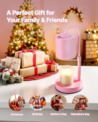 CASTLELIFE Dimmable Candle Warmer Lamp with Timer, Height Adjustable Candle Warmer for Jar Candles, Electric Wax Melt Warmer for Home Decor House Warming Gifts, Birthday Gifts for Women, Baby Pink - Image 7