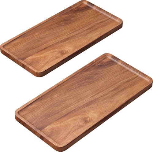 VERTORGAN 2 Pack Acacia Wood Serving Tray,11.8x5.9 Inch Trays,Home Decor by VERTORGAN