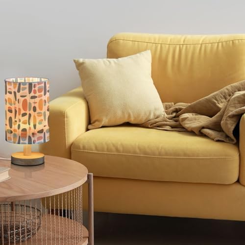 Fustylead Geometric Mid Century Modern Table Lamp for Bedroom USB Port Lamps Small Accent Table Lamp Nightstand Lamp Sturdy Linen Shade Wooden Base Decorative Lamps for Bedside Reading|Kids|Dorm|Home - Image 2