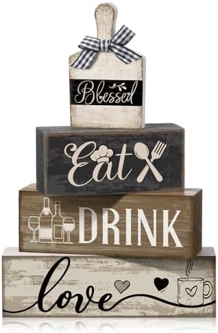 Moucuny 4 Pcs Farmhouse Kitchen Decor Wooden Plate Farmhouse Table Decor by Moucuny