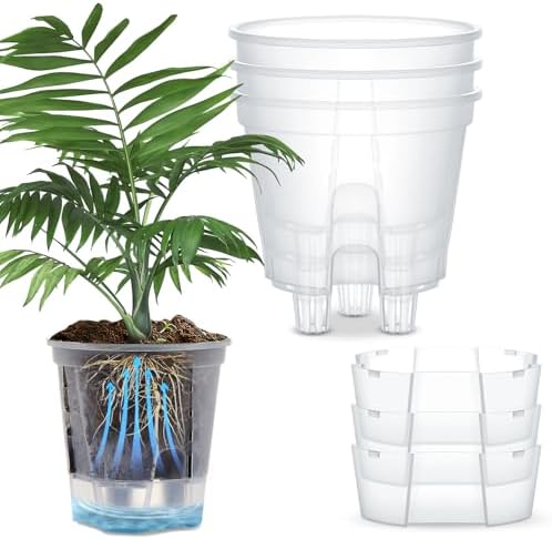 Wonderjune Self Watering Planter, 4.72'', Clear, 3 Pcs by Wonderjune
