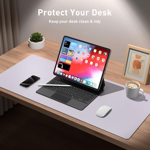 Aothia Large PU Leather Desk Pad Protector – Non-Slip Mouse Pad & Writing Mat for Office/Home, Waterproof, Easy to Clean (36" x 17", Soft Lavender) - Image 4