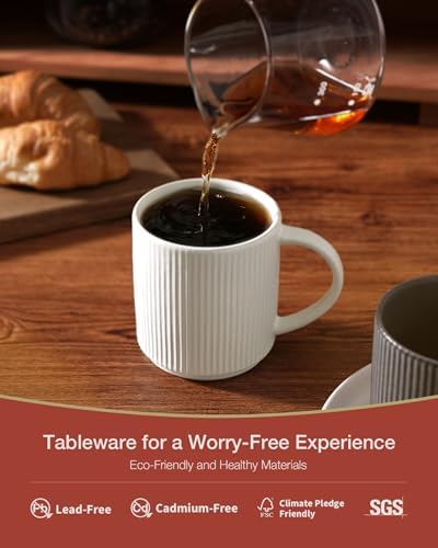 famiware Coffee Mug Set of 4, Star 12 oz Ceramic Mugs Cups Set with Handle - Image 2