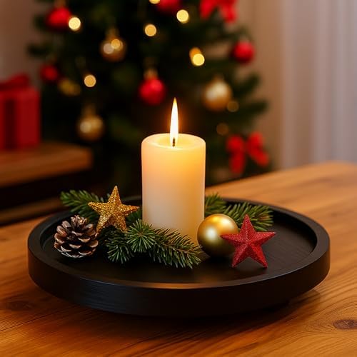 Round Wood Riser Bathroom Sink Tray for Kitchen Counter Vanity Perfume Tray - Image 4