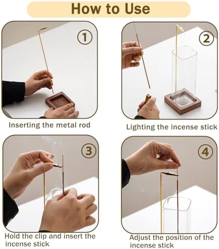 Ceremony Incense Holder, Wooden Incense Burner with Glass Ash Catcher (Wooden Square) - Image 5
