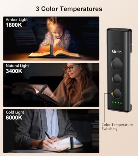 Gritin Book Light Rechargeable, Clip on LED Reading Light for Books in Bed - Image 3