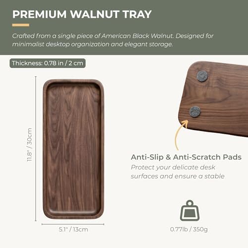 muso wood Walnut Serving Tray Solid Wood Tray, 11.8 x 5 inch - Image 5