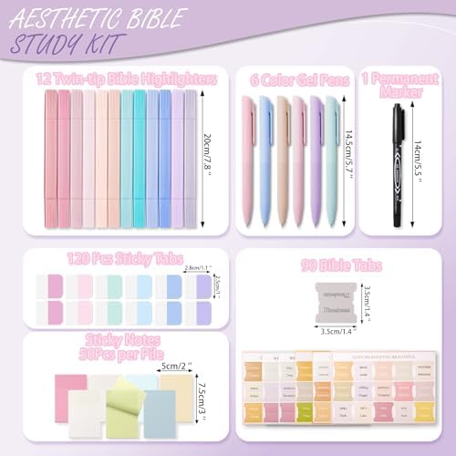 XKDOUS 44 Pcs Bible Study Supplies Journaling Kit, Bible Highlighters, Pale - Image 2