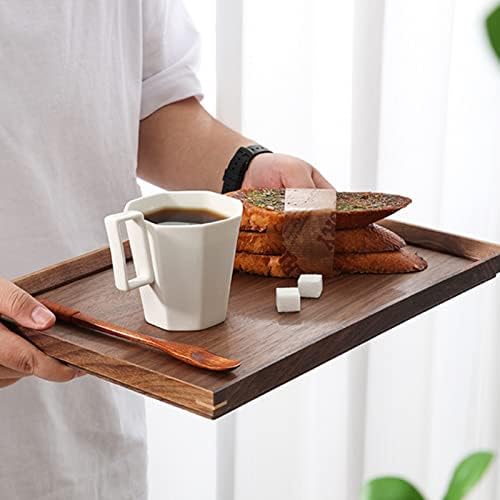 Wood Serving Trays for Home Bar Restaurant Coffee Shop - 11.81''L x 7.87''W Black Walnut Wood Tray, Tea Tray, Coffee Tray, Food Tray (M - 11.81'' x 7.87'') by Unknown