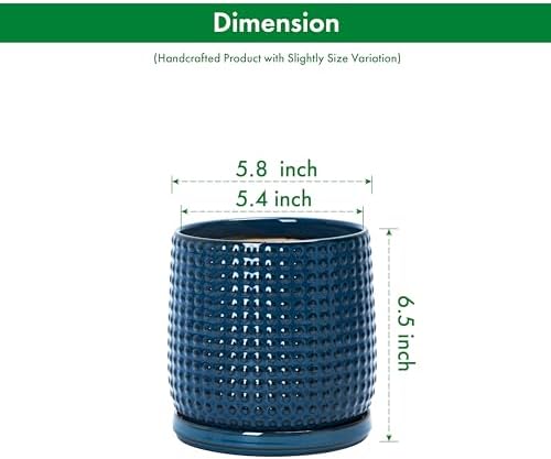 D'vine Dev Beaded Ceramic Pot with Saucer, 6 in, Midnight Blue, 27-C-X-3 - Image 3