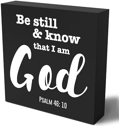 Positive Home Office Christian Decor Bible Verse Desk Decor Wood Sign Farmhouse Black Wooden Box Sign for Living Room Bedroom Kitchen Table Shelf Counter Religious Gifts for Family by Woght