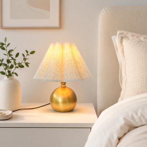 Small Vintage Table Lamp, 11.5'' Gold Cute Mini Bedside Lamp by JAIZAIWJ