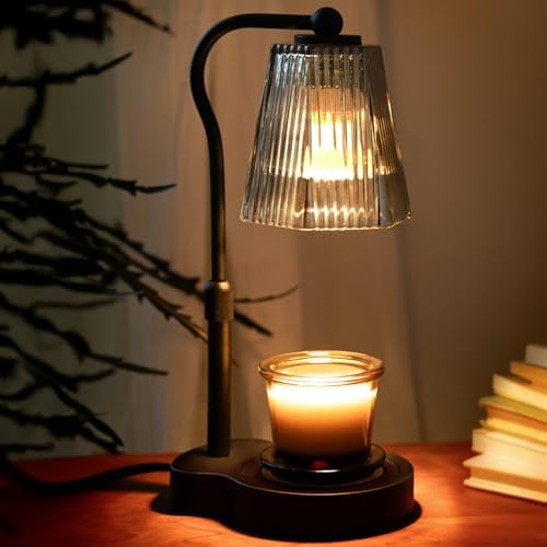 Candle Warmer Lamp with Timer & Dimmable Settings, Adjustable Height Flameless Scented Wax Melter for Jar Candles, Elegant Home Decor Warmer Lamp with 2 Bulbs, Gift for Women Mom Friend Family, Black by Unknown