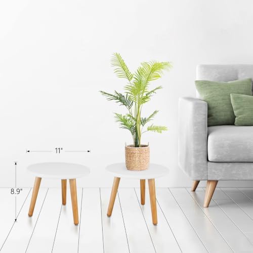 Uneedem Indoor Plant Stand, Wood Mid Century Modern Small Round Side Plant Table for Indoor Plants, 8.9" Tall Plant Holder for Flower Pots End Table - Image 3