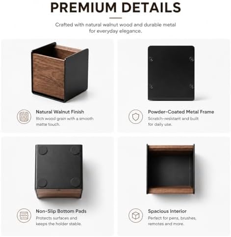 Walnut Desk Organizer, Minimalist Pencil Holder for Office Desk - Image 3