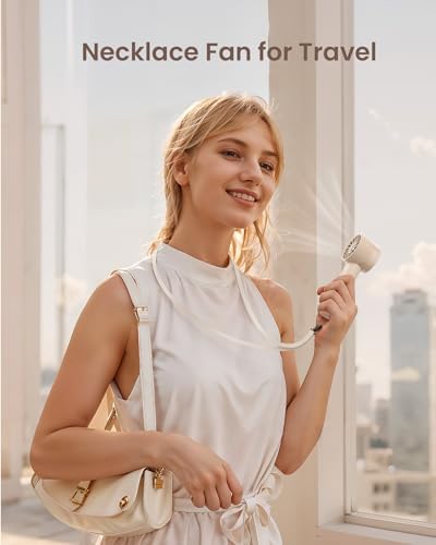 Portable Mini Handheld Turbo Fan, 4 Speed High Velocity Personal Cooling Device [Max 16H], Rechargeable Purse Travel Essential for Vacation/Beach/Trip - Beige - Image 6