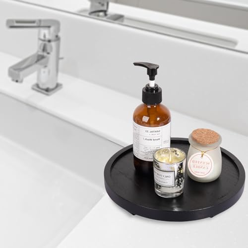 Round Decorative Tray Farmhouse Kitchen Decor Soap Dish, 9" Black - Image 5